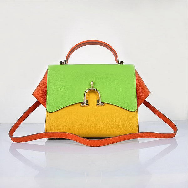 Hermes Stirrup Mini Top Handle Yellow Green Orange Bag